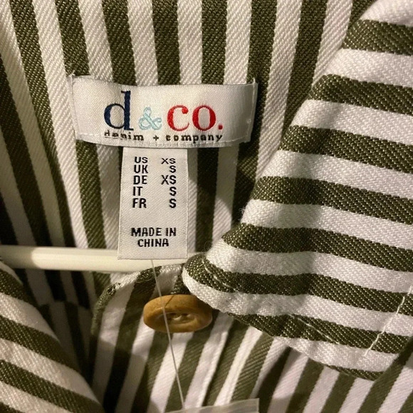 Lightweight olive striped denim like jacket X-small NWOT - Picture 5 of 7